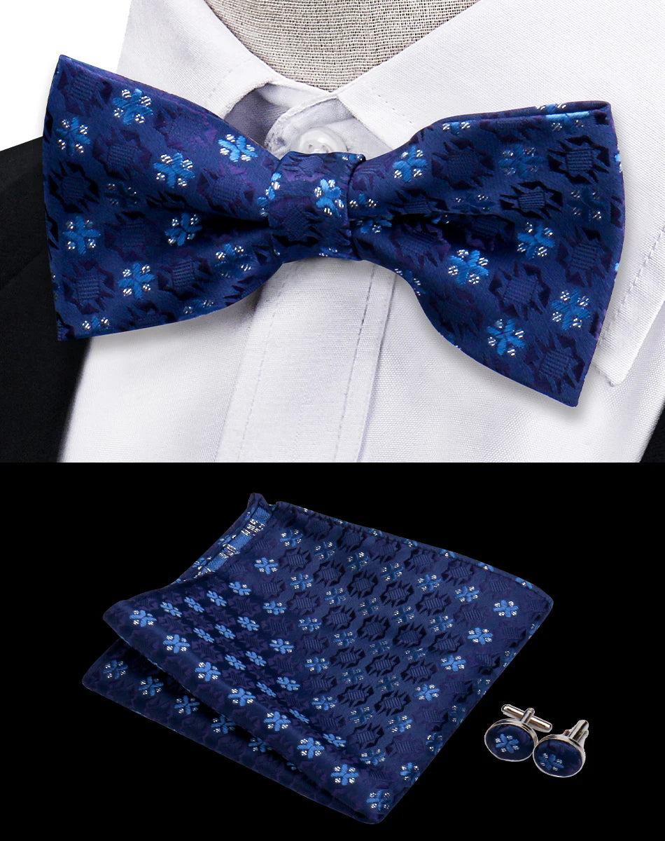 Ensemble de 3 pièces Nœud Papillon Cravate Mouchoir Boutons de Manchette Pour Hommes Chemises Adaptées Affaires Mariage Papillon Paisley Pochette Nœud Papillon Homme