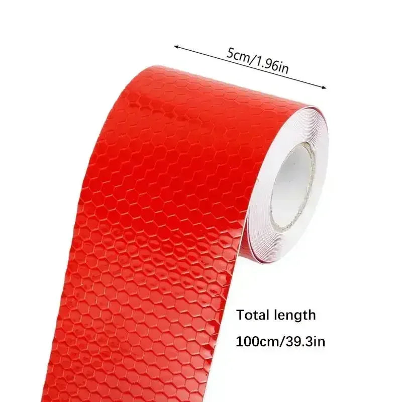 Ruban réfléchissant d'avertissement 5cm*1m Bande réfléchissante de voiture Avertissement de sécurité Autocollant de décoration de voiture Réflecteur à grille de couleur