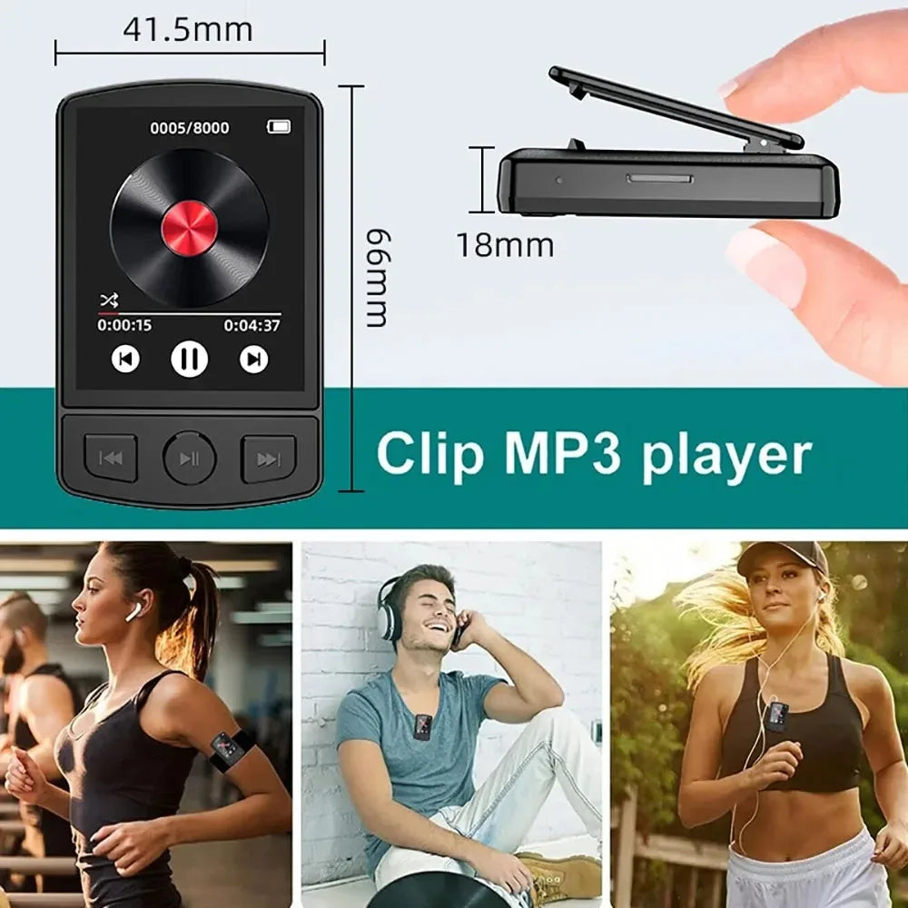 Lecteur MP3 Portable Clip Sport Walkman Lecteur Audio HiFi Bluetooth Adaptateur Audio FM Walkman Étudiant Écran 1,8 Pouces