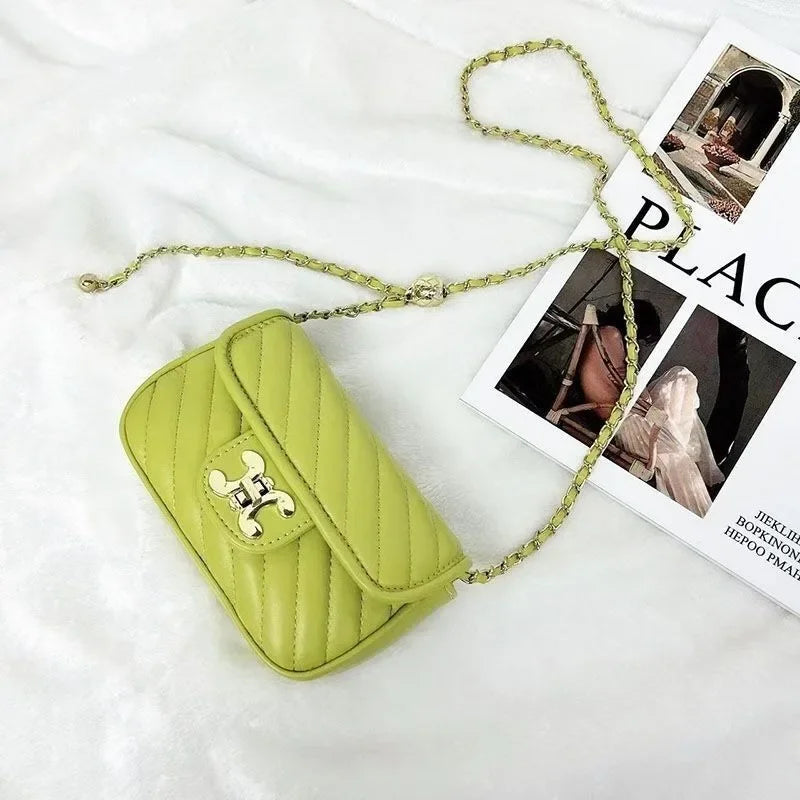 Sacs à main Tendance Explosions Fée Verte Losange Petite Chaîne Parfumée Sac à Bandoulière Style Niche Haute Qualité Sac à Main Joker