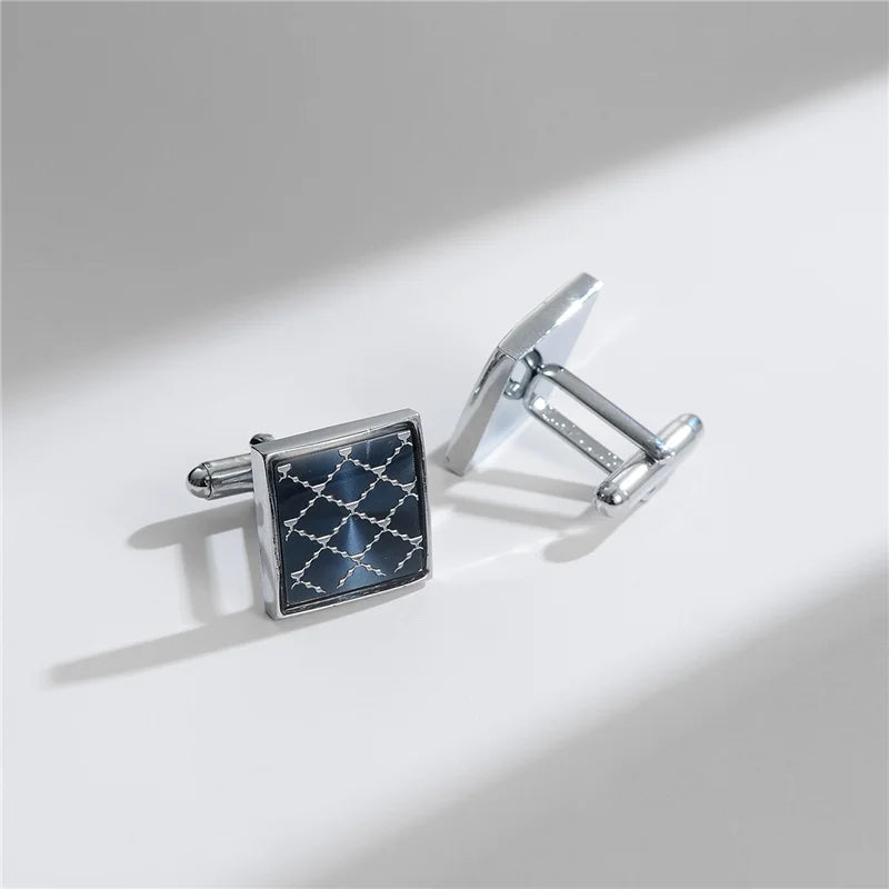 Boutons de manchette homme en cuivre pour hommes de luxe, cadeaux d'invités de mariage, bijoux de mode ronds carrés, boutons de manchette et pince à cravate pour hommes