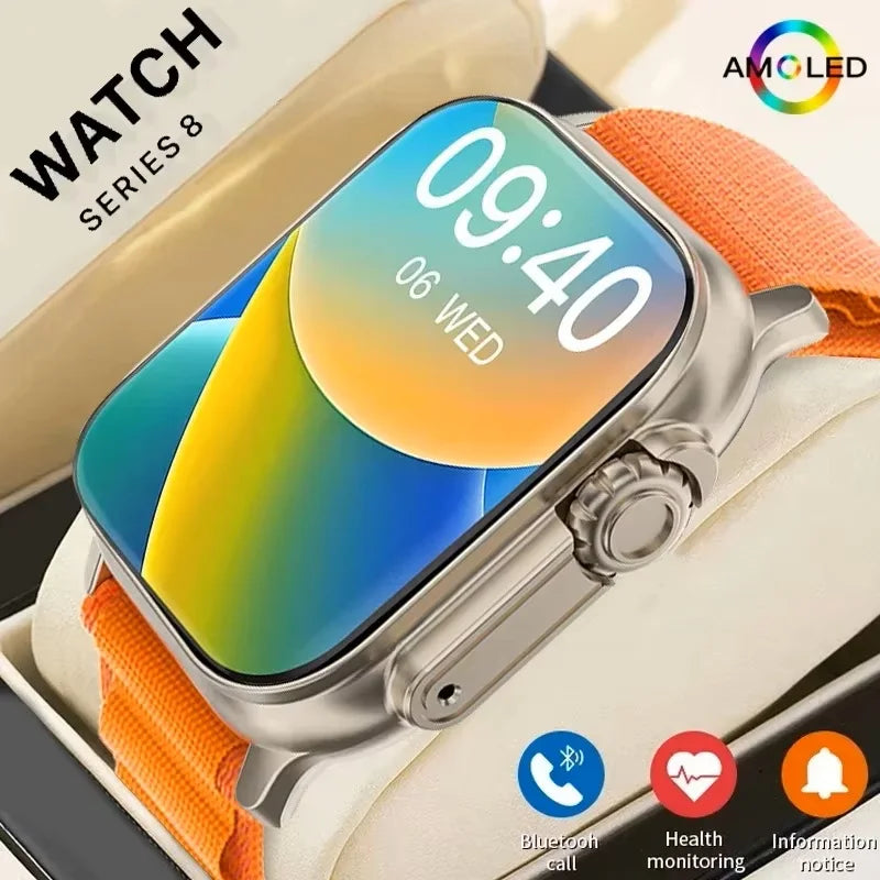 Nouvelle Montre Connectée Homme 49mm Série 8 Écran AMOLED 2.3" NFC Boussole Étanche Pour Apple Watch IWO Ultra 8 Montres Intelligentes 2025 Android
