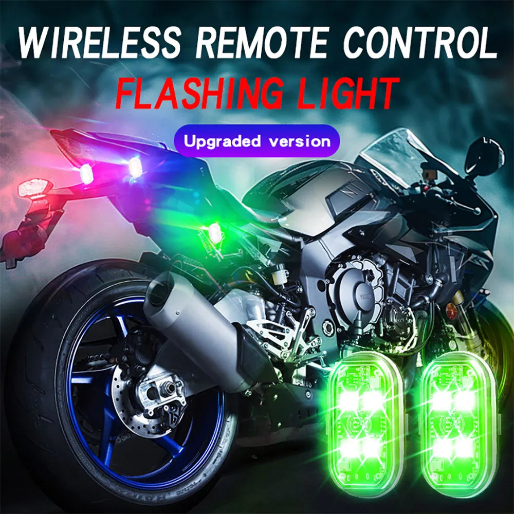 2/4 lampes stroboscopiques LED sans fil, lumière d'ambiance de voiture, 8 couleurs, lumières LED rechargeables, lumière d'avertissement LED anti-collision