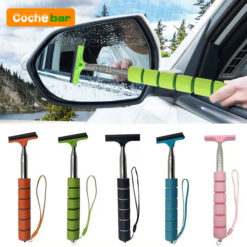 Outil de nettoyage d'essuie-glace de rétroviseur de voiture, raclette anti-buée pour vitres de voiture, brosse de nettoyage de vitres télescopique avec poignée, accessoires de voiture