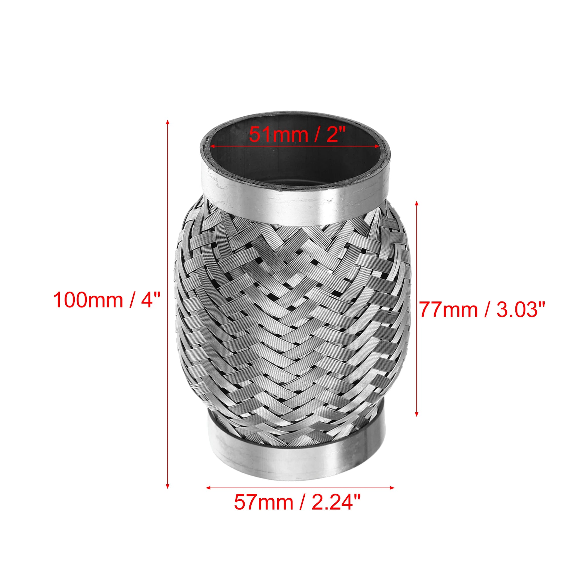 UXCELL 51x55x252mm 51x57x150mm 58x63x250mm Connecteur de tuyau de silencieux flexible télescopique en acier inoxydable pour pot d'échappement de voiture