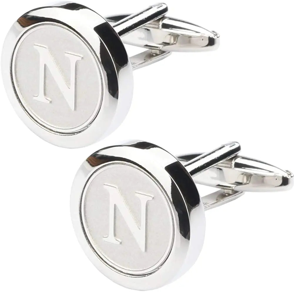 Boutons de Manchette Classiques en Acier Inoxydable pour Homme - Lettre Initiale de l'Alphabet 26 Boutons de Manchette Chemises d'Affaires Mariage Cadeau A-Z