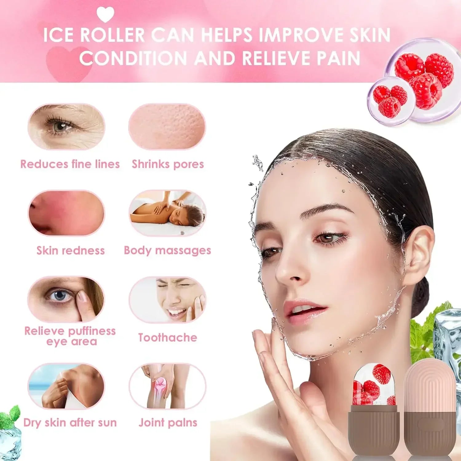 Masseur facial de beauté Appliquer un bac à glaçons pour le visage Gonflement Appliquer un bac à glaçons pour le visage Coup de soleil Échaudure Artefact de compresse de glace post-opératoire