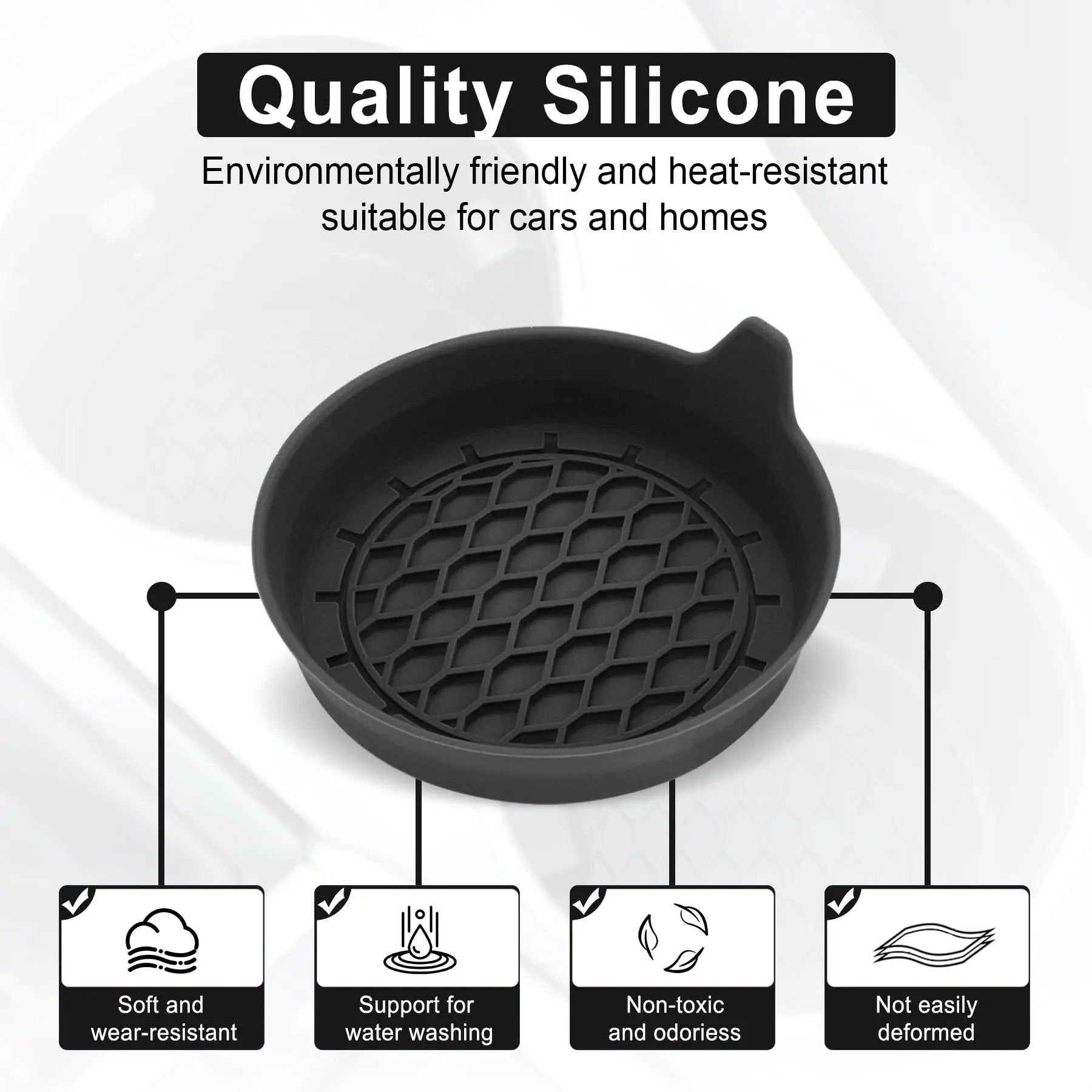 Sous-verre de voiture en silicone souple de 8 cm de diamètre, porte-gobelet antidérapant, étanche, antidérapant et anti-déversement, accessoires intérieurs automobiles universels.