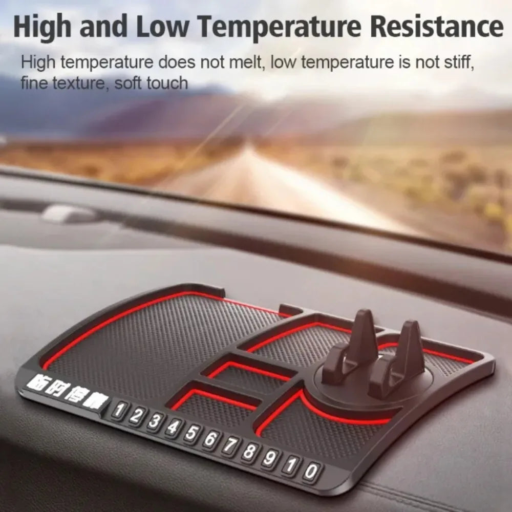 Car Anti-slip Mat Phone Rotatable Auto Holder GPS Navigation Storage Cushion with Parking Number Card Car Interior Accessories