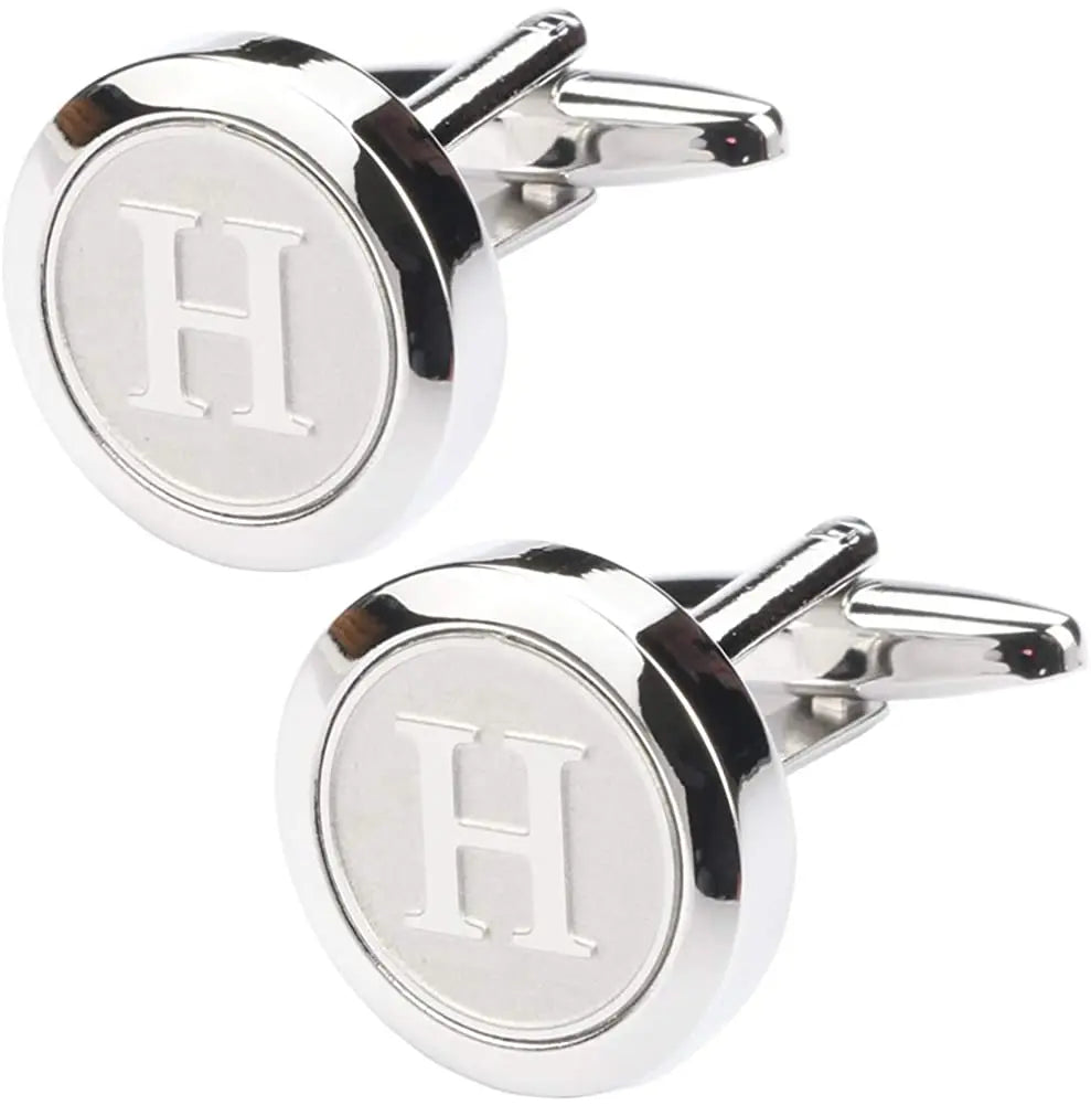 Boutons de Manchette Classiques en Acier Inoxydable pour Homme - Lettre Initiale de l'Alphabet 26 Boutons de Manchette Chemises d'Affaires Mariage Cadeau A-Z