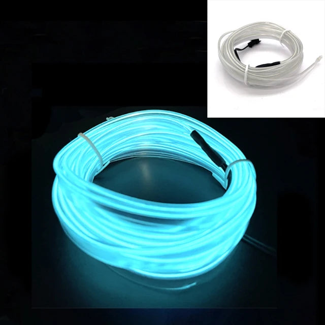 Fil EL de voiture Lumière LED Ambiance intérieure Bande LED Éclairage néon Guirlande Corde Fil Tube Décoration Tube flexible Couleurs LED Auto