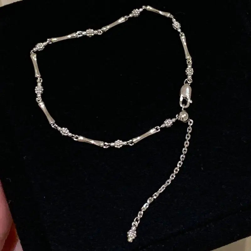 Bracelets en bambou brillants simples en argent 925 pour femmes, style luxe léger, bijoux populaires pour mariage ou soirée, breloques et chaînes.