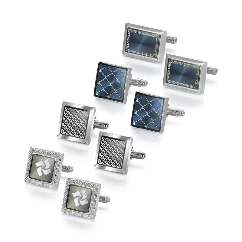 Boutons de manchette homme en cuivre pour hommes de luxe, cadeaux d'invités de mariage, bijoux de mode ronds carrés, boutons de manchette et pince à cravate pour hommes