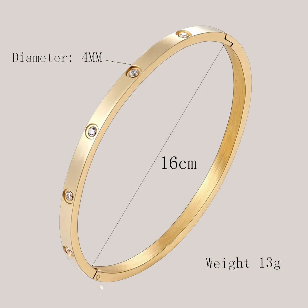 XUANHUA Bracelets Joncs en Acier Inoxydable pour Femmes Bijoux de Mode Breloque Accessoires Bijoux Bracelet en Cristal Aime