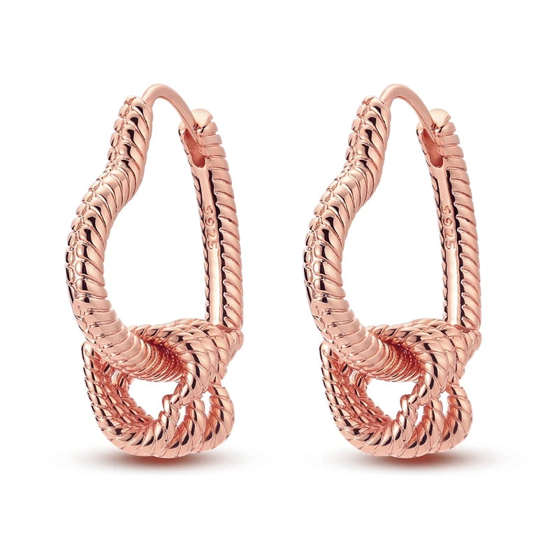 Boucle d'oreille Créole en Argent 925 pour Femme, Or Rose, Jaune, Pendientes Originales, Bijoux Minimalistes