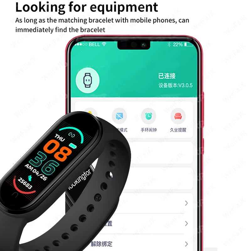 M6 Montre Connectée Homme Femme Bracelet Intelligent Sport Fitness Cardiofréquencemètre Tensiomètre Étanche Montres Multifonctions