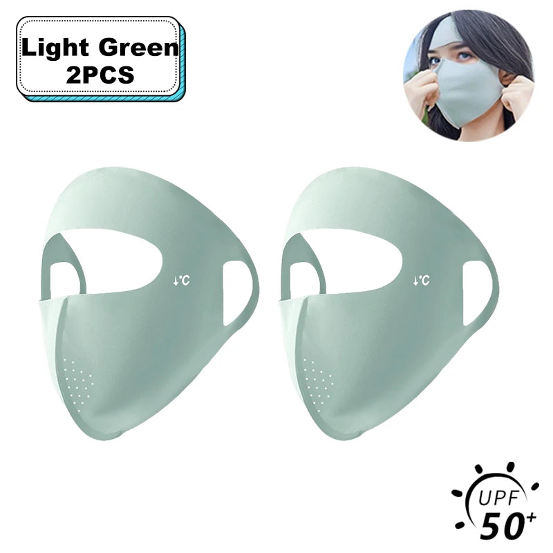 1/2/3/5Pcs Masque intégral d'été Protection solaire Respirant Soie glacée Anti-UV Équitation Extérieur Respirant Soie glacée Ultra-fin