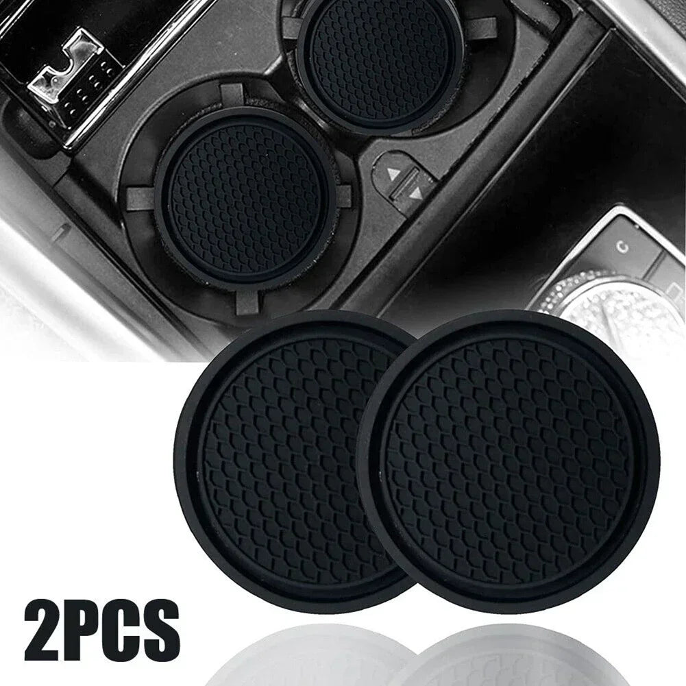 Black Anti-Slip Car Cup Holder Inserts Coaster Pads Auto Interior Accessories Compatible with Most Cups