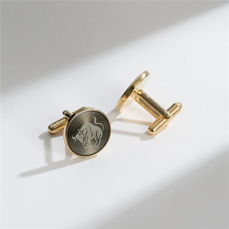 Boutons de manchette homme en cuivre pour hommes de luxe, cadeaux d'invités de mariage, bijoux de mode ronds carrés, boutons de manchette et pince à cravate pour hommes