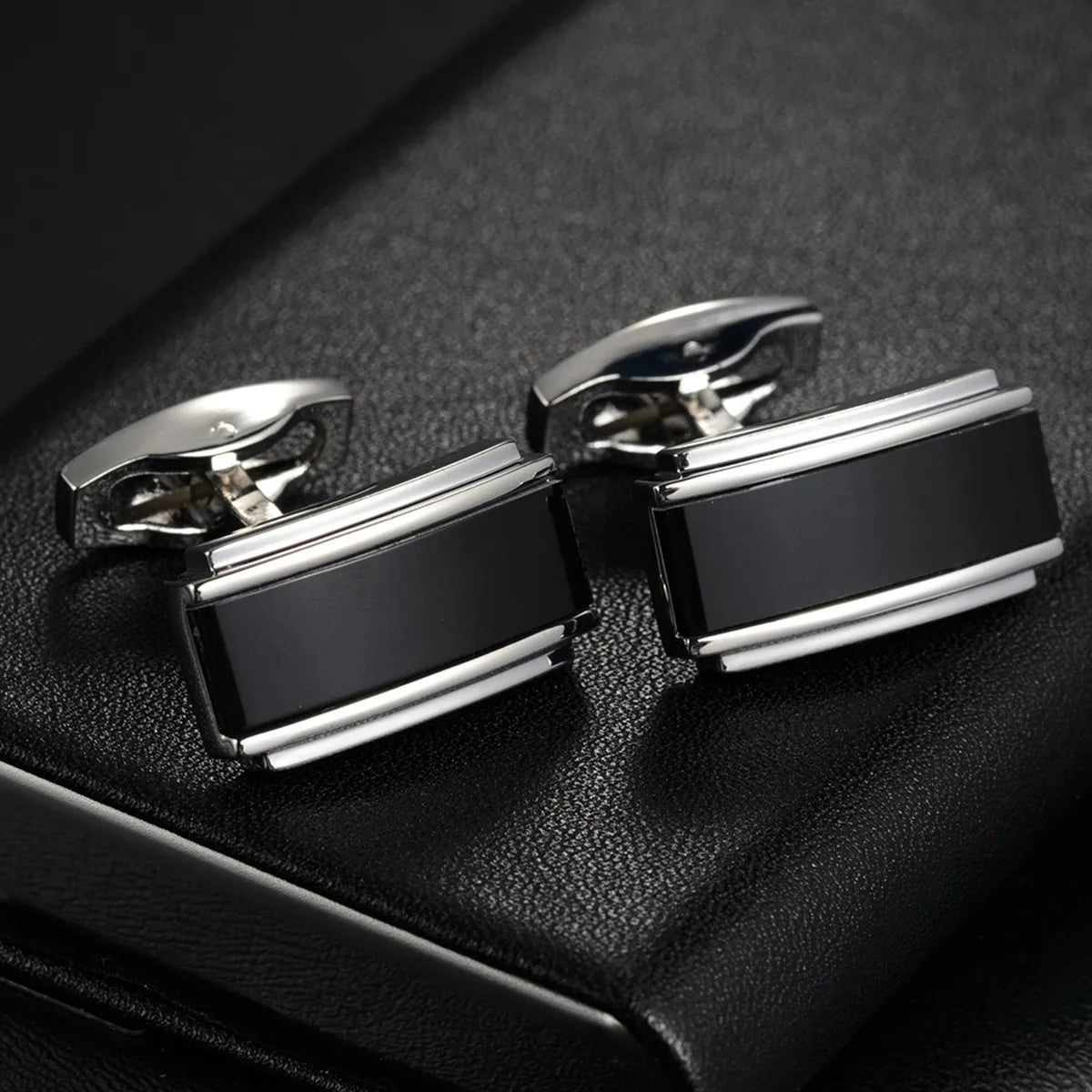 Boutons de manchette ronds pour hommes, pour chemise d'affaires, mariage, fête, boutons de manchette solides en tissu, rectangulaires, à rayures, accessoires, vente en gros.