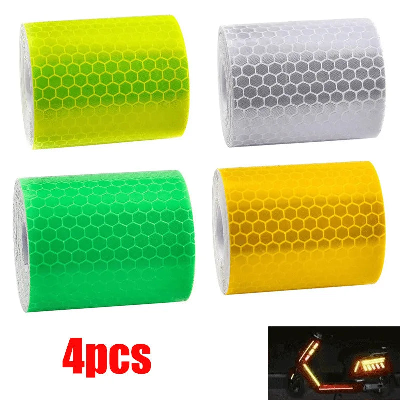 1-4 bandes réfléchissantes pour voiture Avertissement de sécurité 5cm*100cm Autocollant décoratif pour voiture Film de protection réfléchissant pour auto et moto