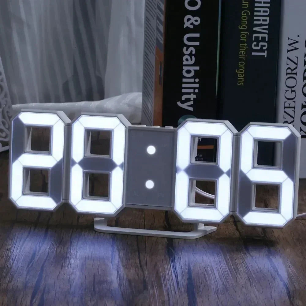 Acheter des produits Horloge 3D LED numérique Réveil Horloge murale Heure/date/température pour la maison/la cuisine/le bureau Horloges Décor Jardin