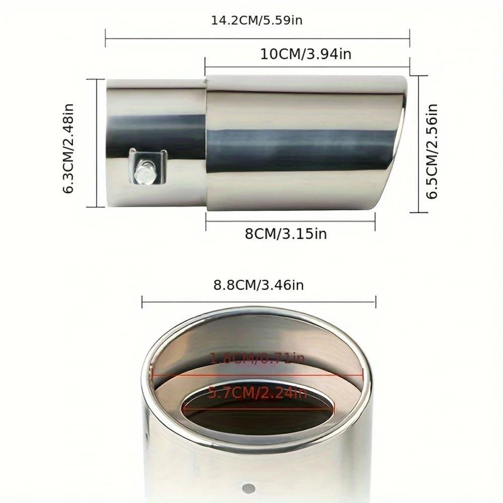 Embout de silencieux d'échappement de voiture en alliage d'aluminium, gorge arrière, pot d'échappement, tuyau d'échappement argenté, accessoires de modification de voiture.