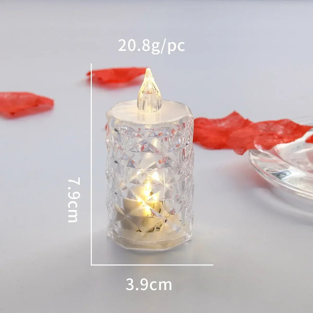Bougie LED en cristal avec piles, sans flamme, lampe de nuit électronique, pour rendez-vous, fête, vacances, maison, décoration de mariage