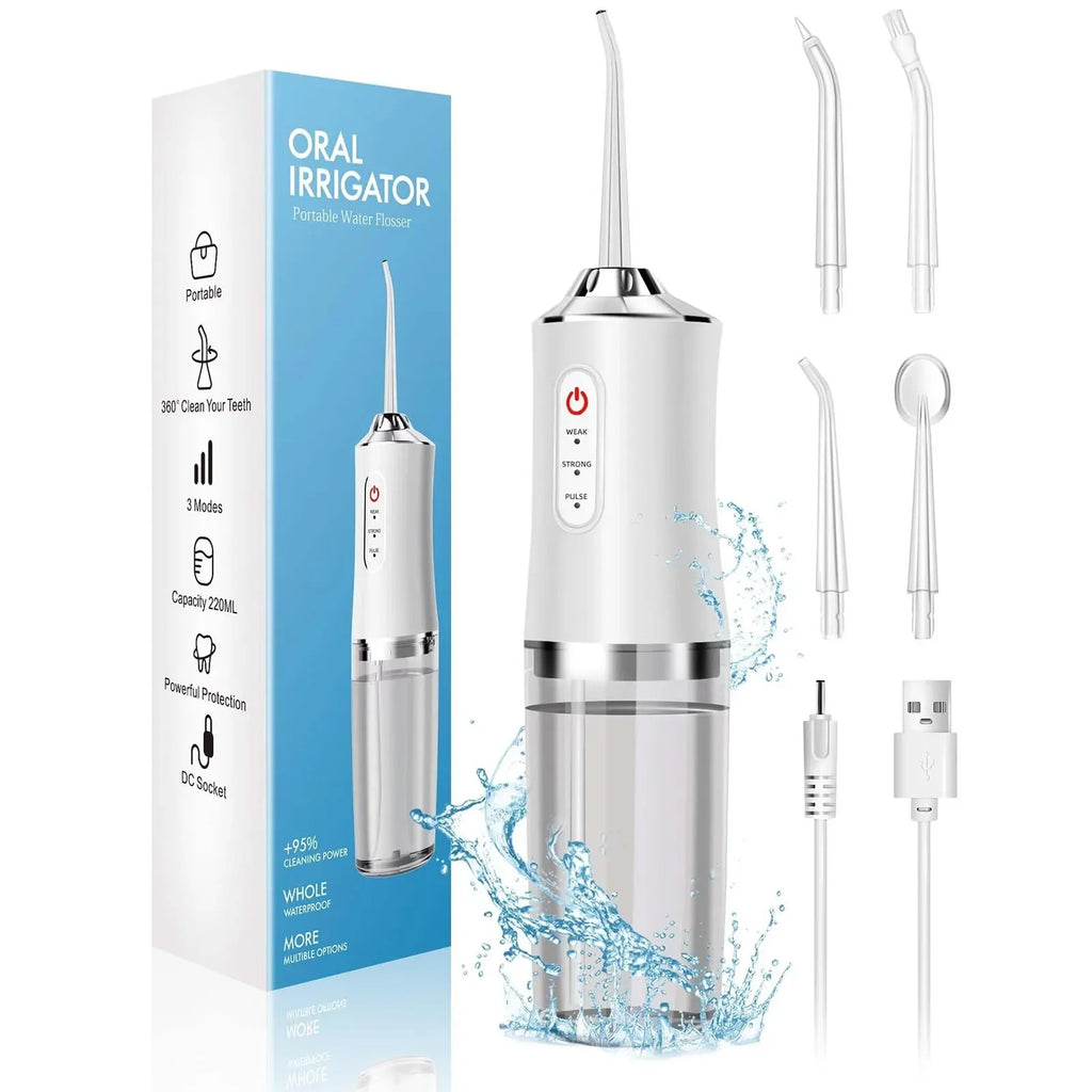 Hydropulseur buccal puissant à ultrasons, jet d'air, étanche IPX7, machines de bain de bouche, soie dentaire, fil dentaire, irrigateur