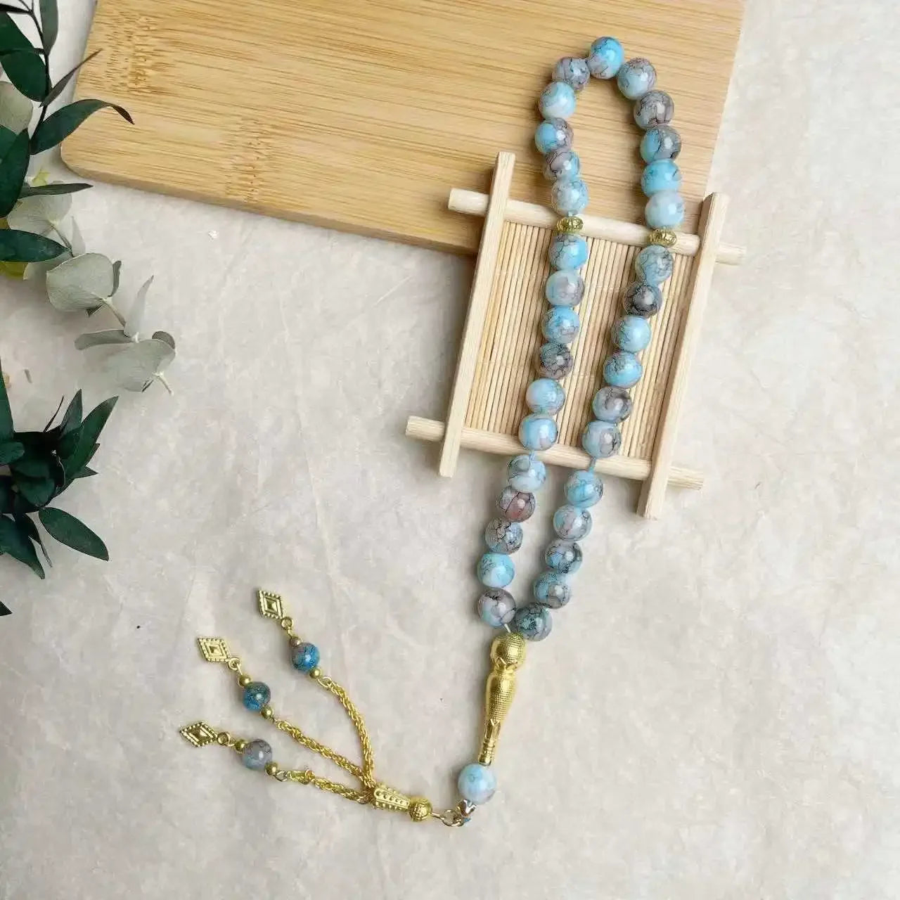 10mm 33 Beads Tasbih Crystal Glass Bracelet Muslim Rosary Tassel Prayer Beads Islamic Tasbeeh Masbaha Meditation for Women Men
