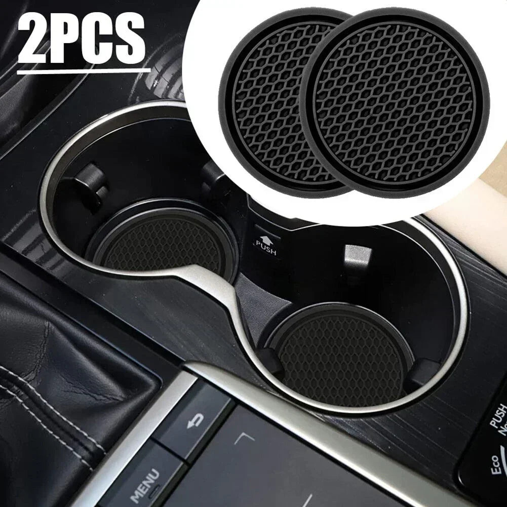 Black Anti-Slip Car Cup Holder Inserts Coaster Pads Auto Interior Accessories Compatible with Most Cups