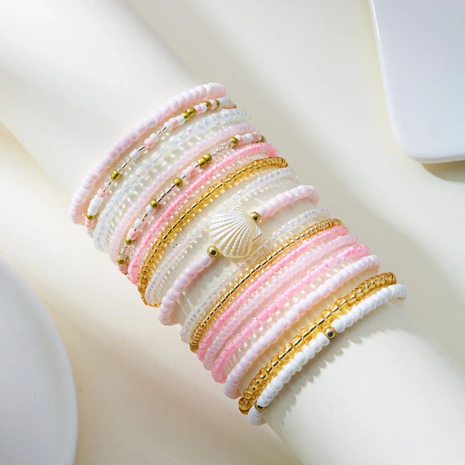 17/10 pièces/lot Bracelets élastiques à perles Perles de riz colorées Bohèmes Chaîne de bracelets Filles Été Plage Fête Vacances Bijoux