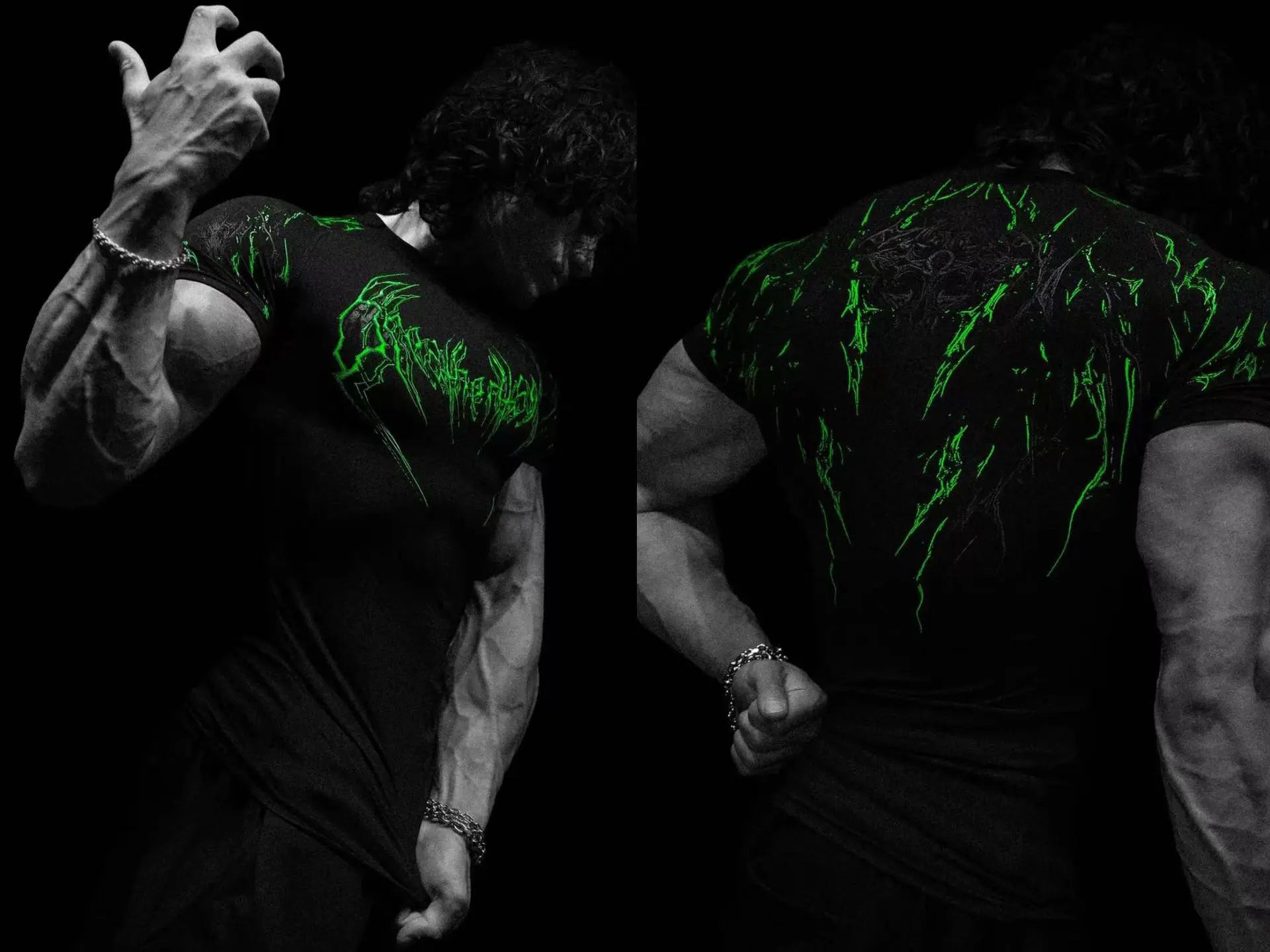 T-shirt de sport de compression pour hommes, imprimé éclair gothique, haut de gym, fitness, séchage rapide, respirant, musculation, été