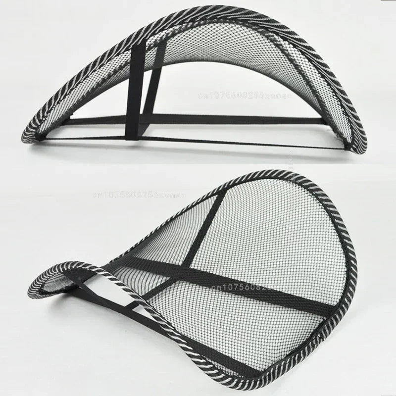 New Car Lumbar Support Pillow Breathable Heat Relief Summer Massage Seat Cushion Back Office Waist Support Net Cloth Backrest