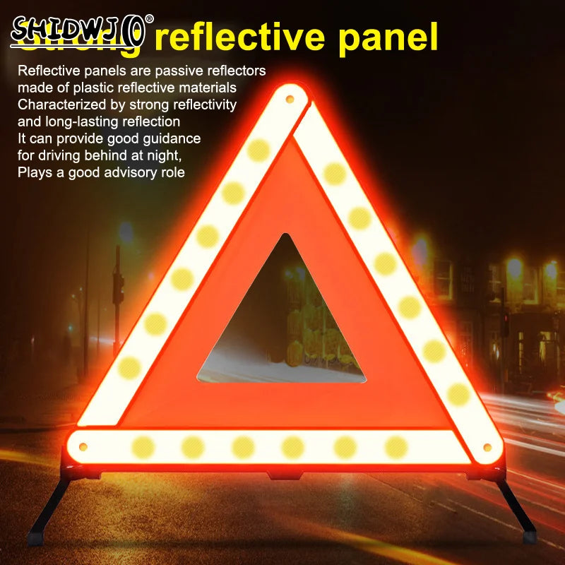 1pcs Car Tripod Reflective Strips Triangle Signs Foldable Emergency Breakdown Warning Car Triangle Reflective Warning Tripod