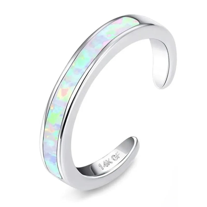 Bagues d'orteil Bobisty plaquées or 14 carats pour femme Bague d'orteil ajustable avec fleur d'opale mignonne Bagues d'orteil ouvertes Bijoux de pied de plage d'été
