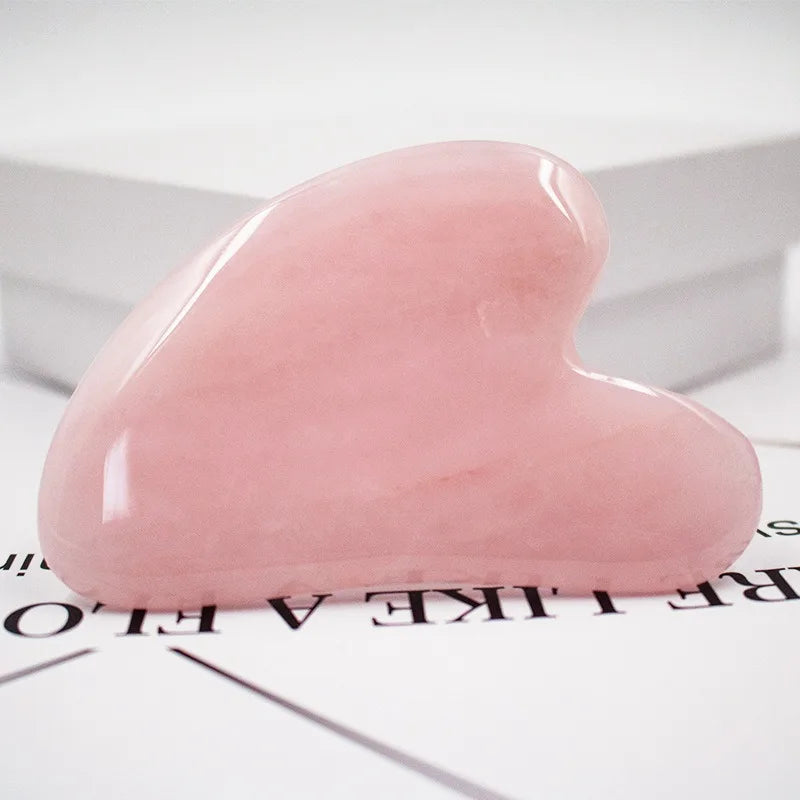 Outils de massage Gua Sha en jade naturel, grattoir en quartz rose, outil facial GuaSha pour le visage, le cou et le corps, prévient les rides, soins de beauté