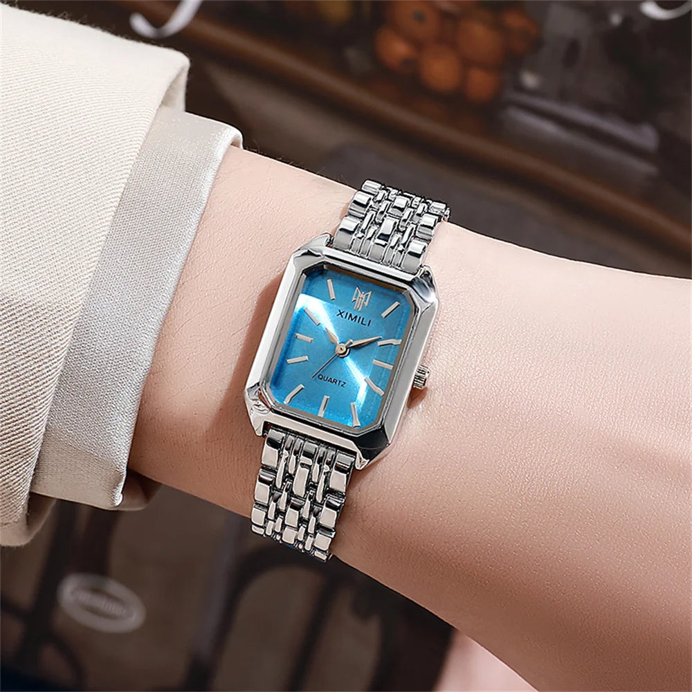 Montre tendance pour femme 2025, vente chaude, montre à quartz carrée minimaliste, décontractée, sport, bracelet en silicone orange, cadeau pour femme, horloge