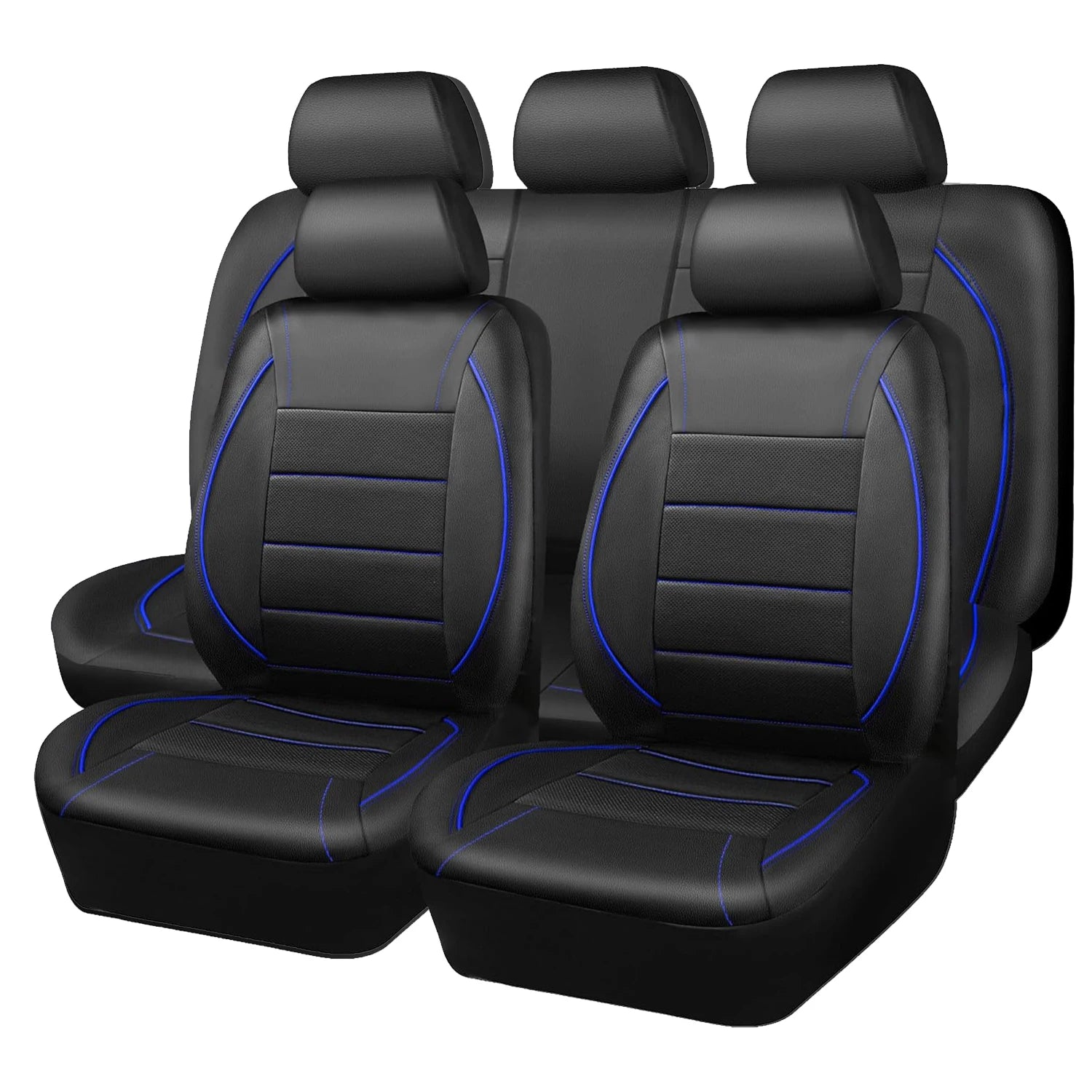 Housses de siège de voiture en cuir universelles style simple respirantes pour 5 places