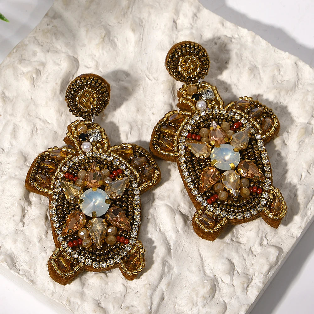 AENSOA Boucles d'oreilles pendantes bohèmes en forme d'étoile de mer, de homard et de conque avec perles pour femme, fabriquées à la main, bijoux d'été sur le thème des animaux marins