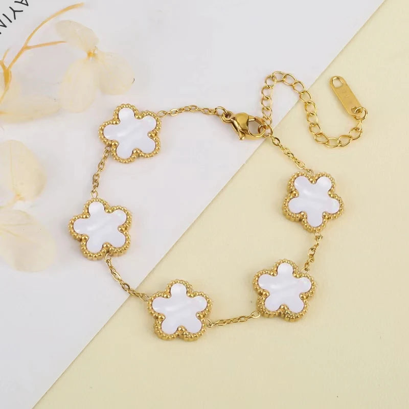 Promotion Chaude Acier Inoxydable Laser Cinq Feuilles Pétale Réglable Trèfle Bracelet Classique pour Femme Fille Bijoux de Marque Cadeau de Fête