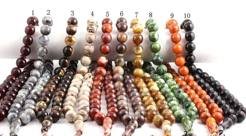 Yoga Bracelet 10 Styles Semi Precious Stone Prayer 14mm Round Rosary Bracelet Meditation Bracelet Muslim Ramadan Boho Jewelry