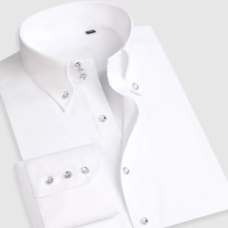 Chemise décontractée à manches longues pour homme, style coréen tendance, boutonnée, col classique, chemise habillée de ville, coupe ajustée, chemise de créateur