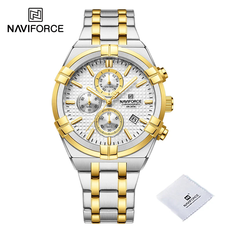 Montres Originales NAVIFORCE pour Hommes Quartz Mode Sport Chronographe Masculin Simple Sauvage Étanche Affichage de la Date Montre-bracelet Horloge Homme
