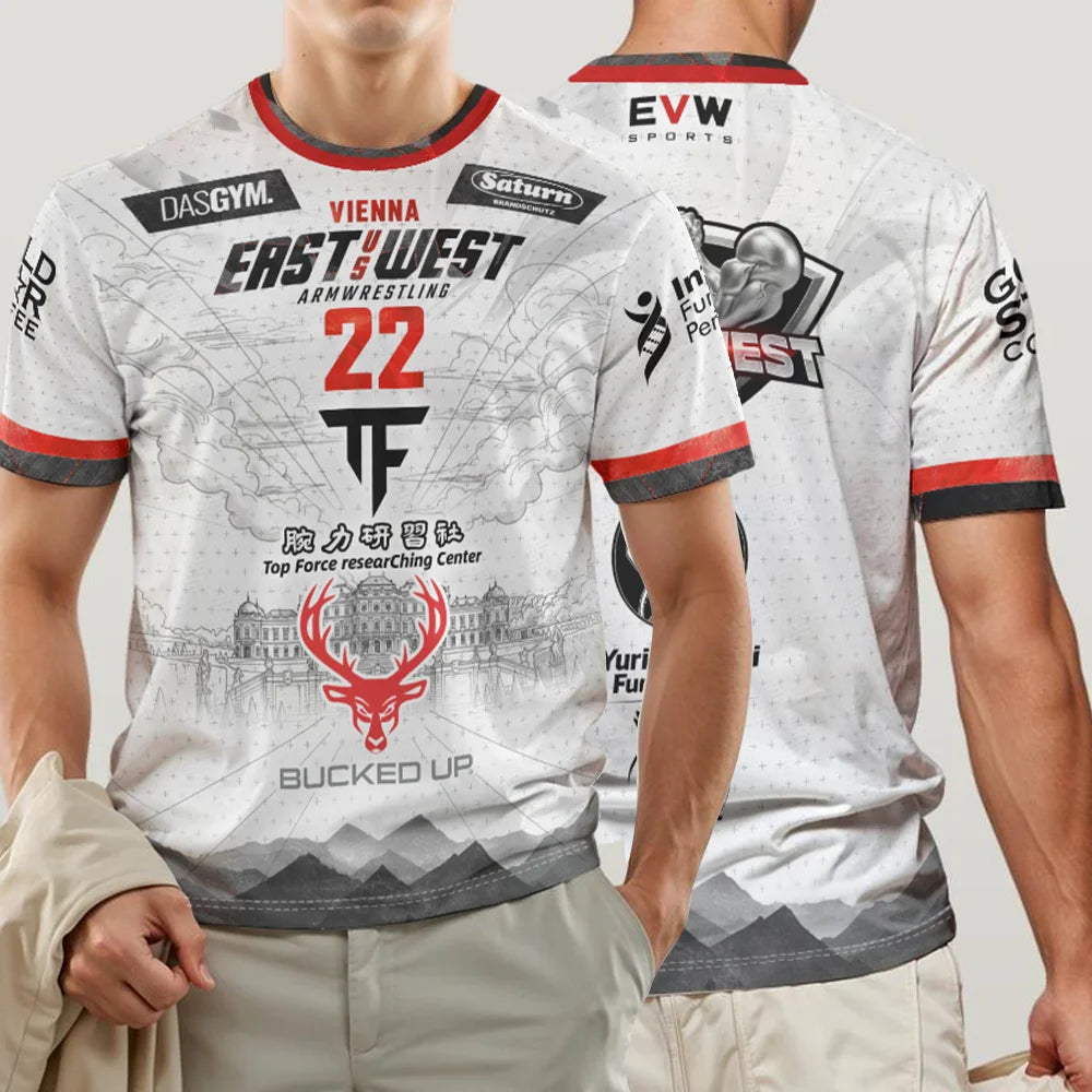 T-shirt de bras de fer 2026 The East vs West Series 23 pour fans, maillot de sport respirant pour hommes, séchage rapide, pour fitness et gym