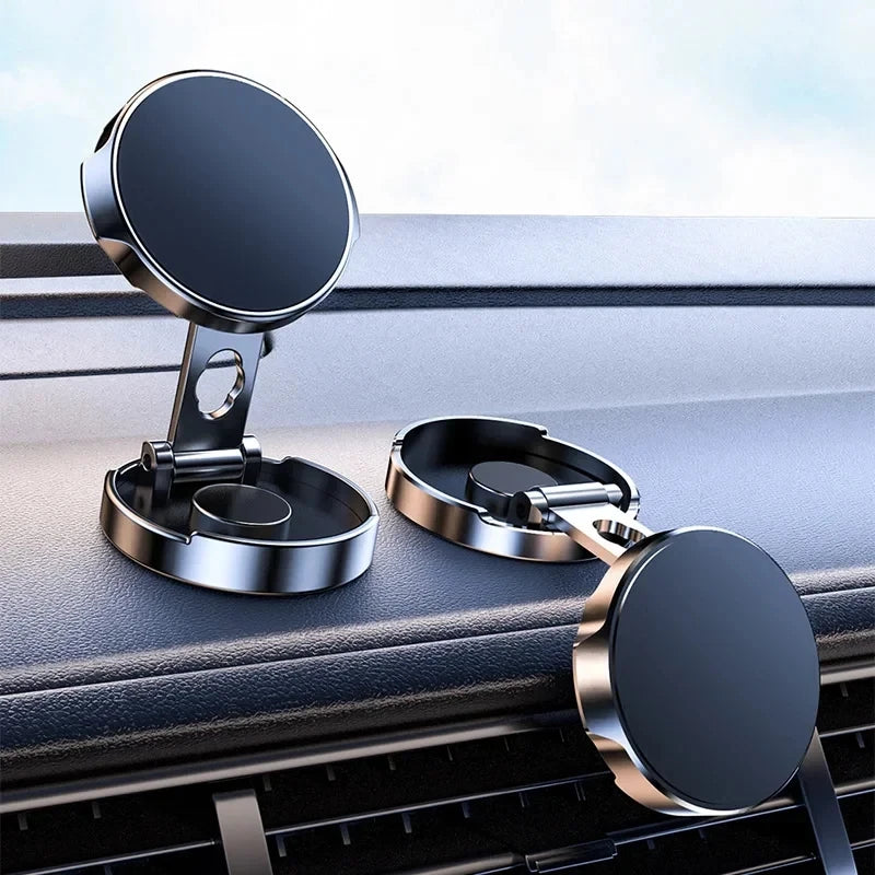 Support de téléphone portable magnétique rond pliable pour voiture, rotatif à 360 degrés, aimant puissant pour iPhone et Samsung