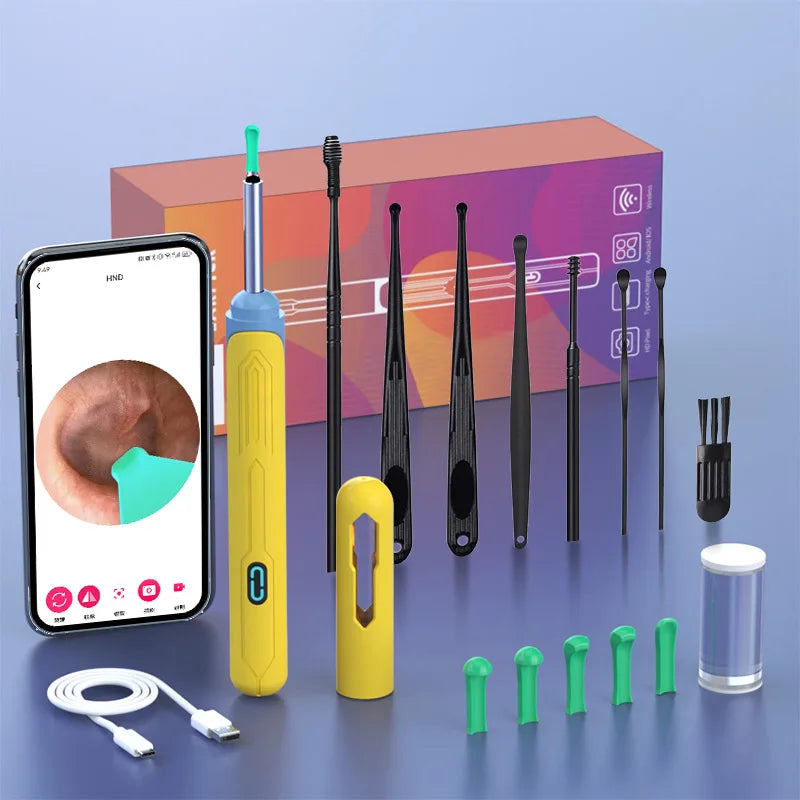 Nettoyant d'oreilles avec caméra, ensemble de bâtonnets d'oreilles HD, otoscope, chargement USB C, outil d'élimination du cérumen, cure-oreille, ensemble de nettoyage d'oreilles NK3