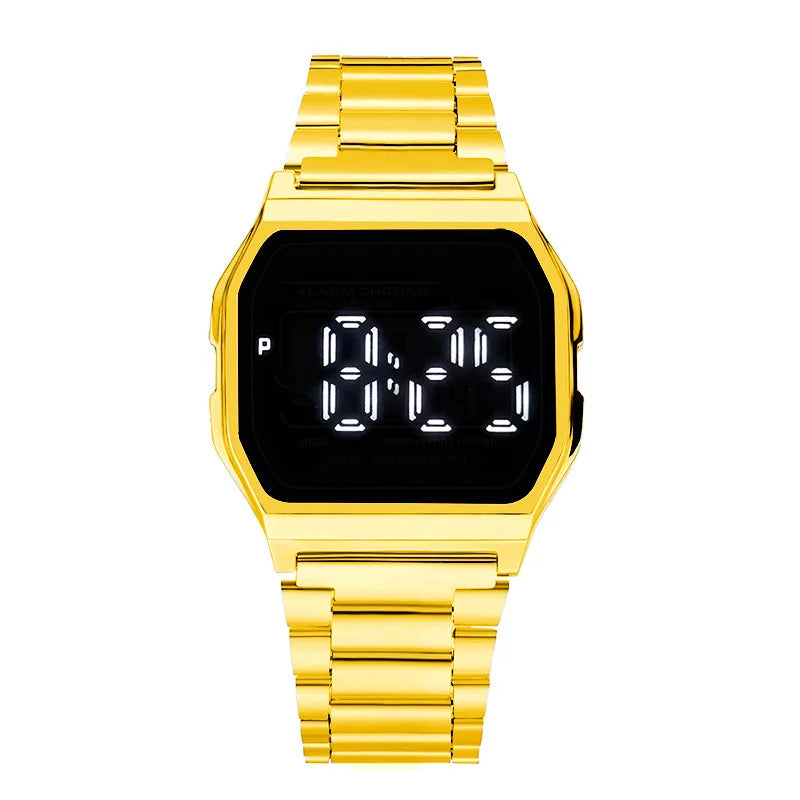 Montres de luxe en or et argent pour hommes et femmes, montres-bracelets numériques LED militaires, montres électroniques rétro F91W avec bracelet en acier