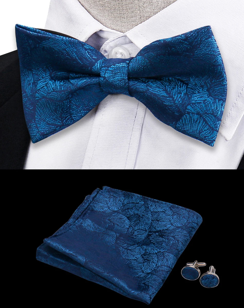 Ensemble de 3 pièces Nœud Papillon Cravate Mouchoir Boutons de Manchette Pour Hommes Chemises Adaptées Affaires Mariage Papillon Paisley Pochette Nœud Papillon Homme