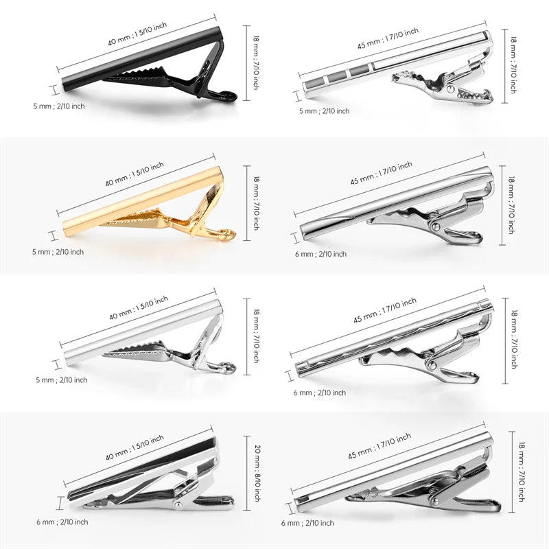 Lot de 8 pinces à cravate courtes avec boîte cadeau, accessoires pour cravates et épingles, boutons de manchette pour chemises d'homme, cadeau pour mari, gadgets
